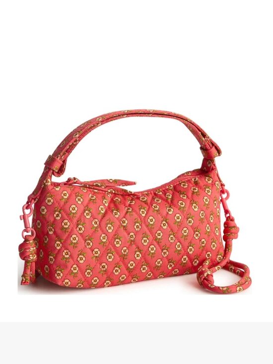 Vera Bradley Handbags - Red Quilted Vera Bradley Cotton Roxbury Crescent Handbag Tiny Poppies